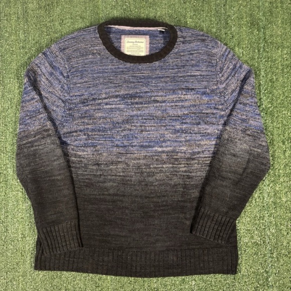 Tommy Bahama Men's‎ Sweater Island Crafted Knit Ombre Cotton Blue Gray Sz Large
